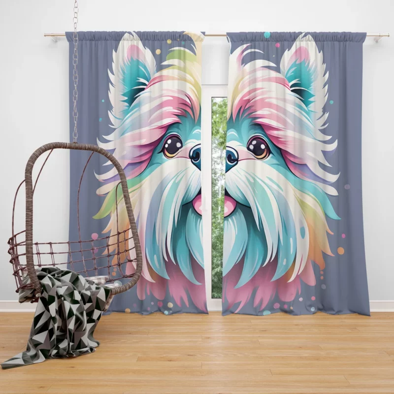 Lowchen Pup Teen Birthday Surprise Curtain