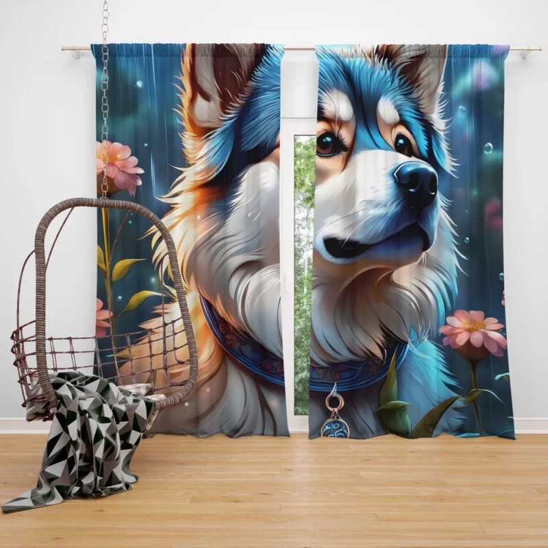 Loyal Akita Dog Canine Devotion Curtain