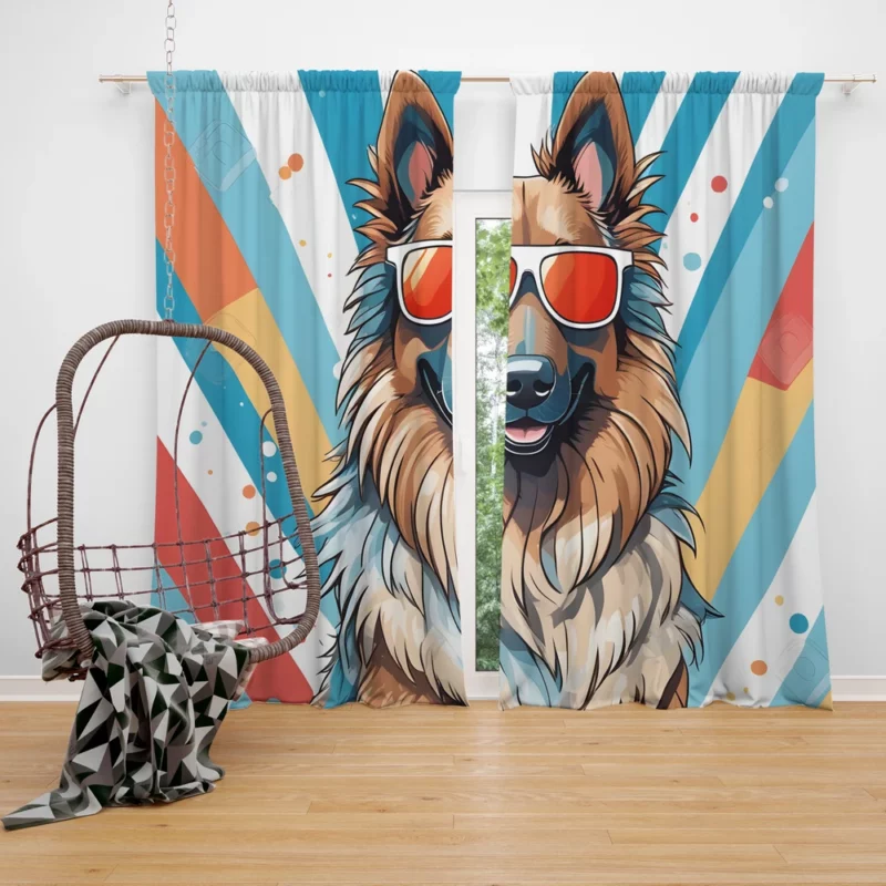 Loyal Belgian Tervuren Dog Guardian Curtain