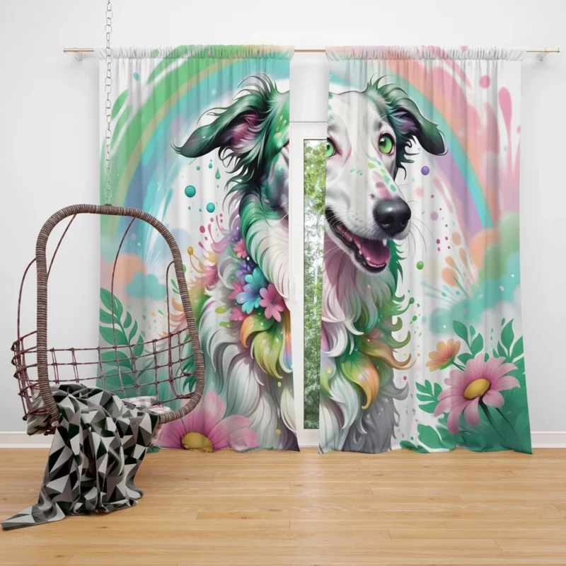 Loyal Borzoi Dog Guardian Curtain