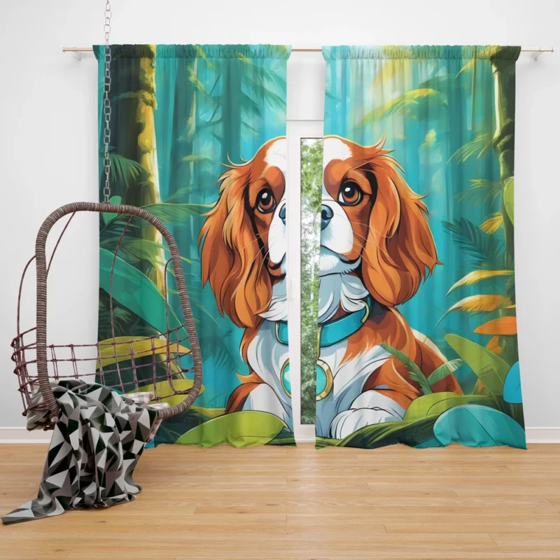 Loyal Cavalier King Charles Spaniel Companion Curtain