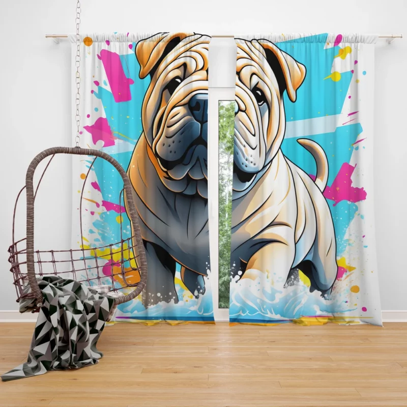 Loyal Chinese Shar-Pei Companion Teen Sidekick Curtain