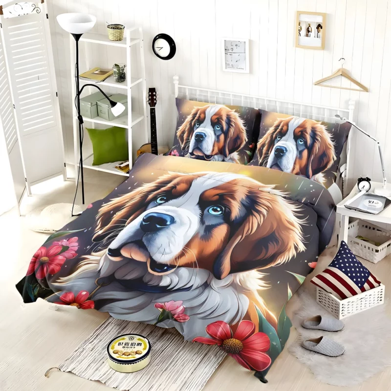 Loyal Saint Bernard Dog Friend Bedding Set