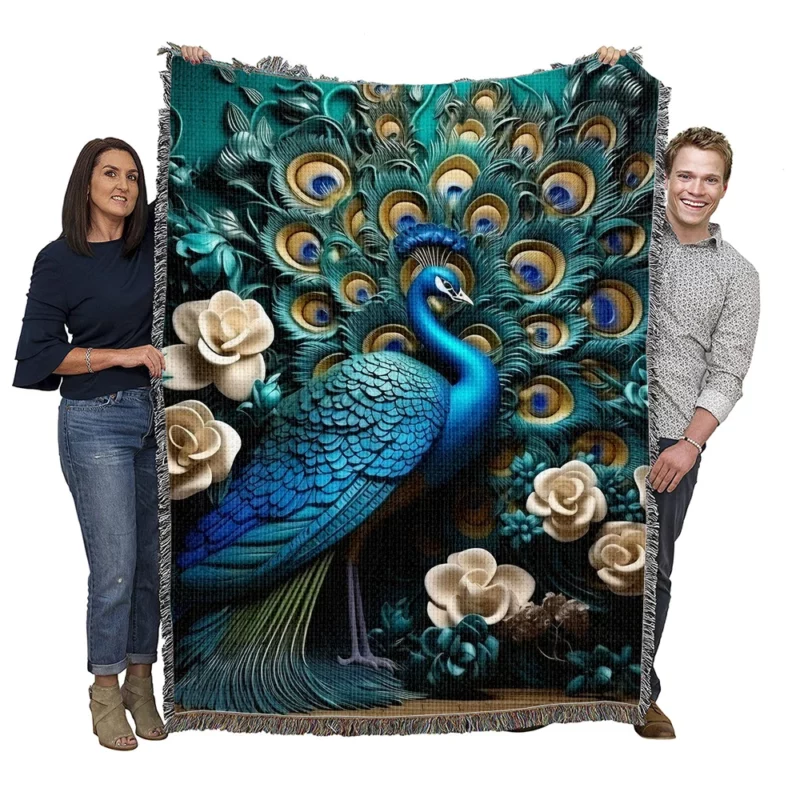 Luxury Peacock Interior Wall Art Woven Blanket