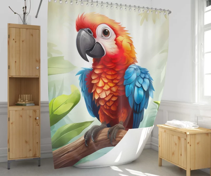 Macaw Parrot Wildlife Art Shower Curtain 1