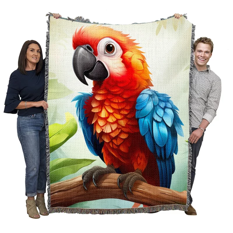Macaw Parrot Wildlife Art Woven Blanket
