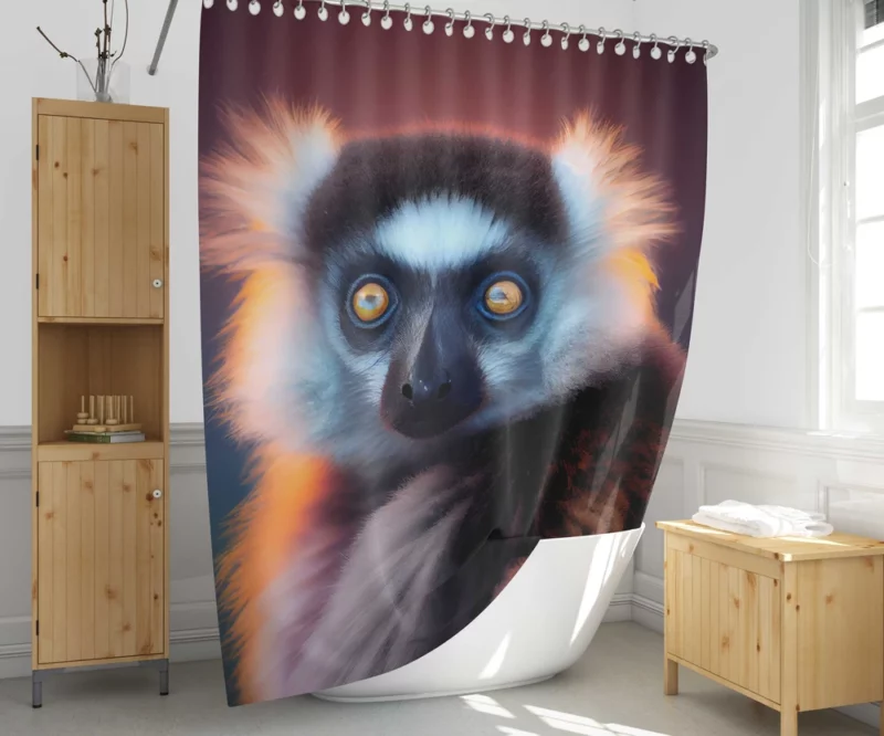 Madagascar AI-Enhanced Lemur Shower Curtain 1