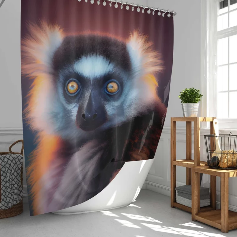 Madagascar AI-Enhanced Lemur Shower Curtain