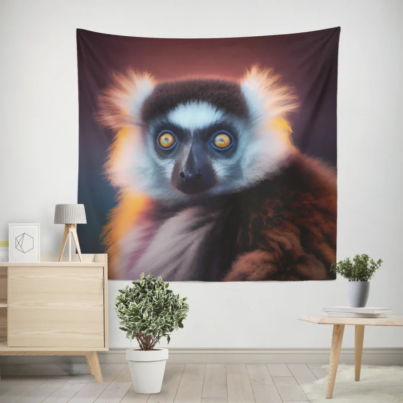 Madagascar AI-Enhanced Lemur Wall Tapestry