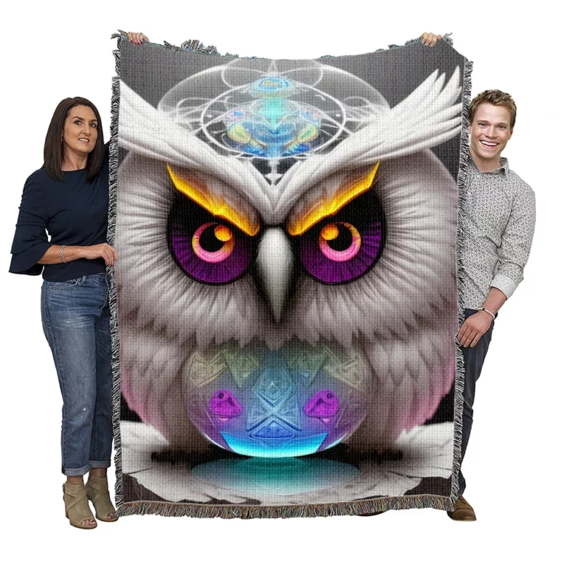 Magic Owl Mandala Woven Blanket