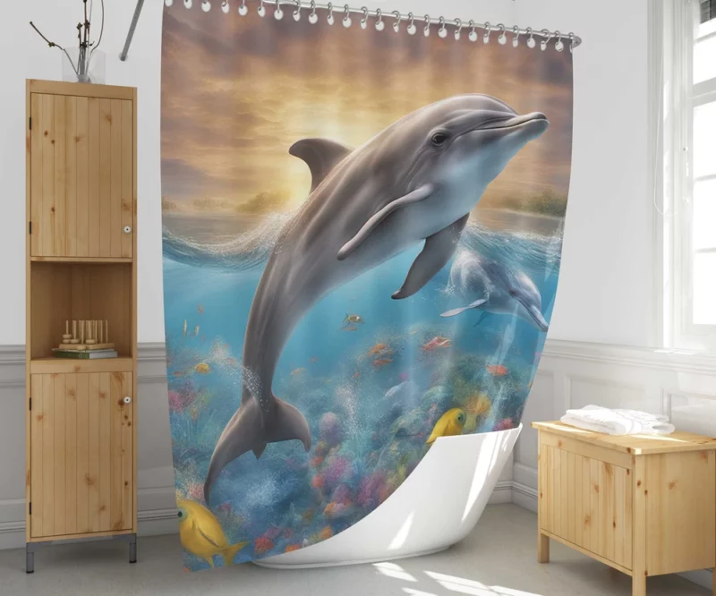 Magical Dolphin Imagery Shower Curtain 1