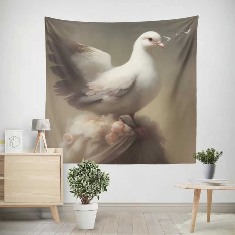 Magical Fantasy Dove Art Wall Tapestry