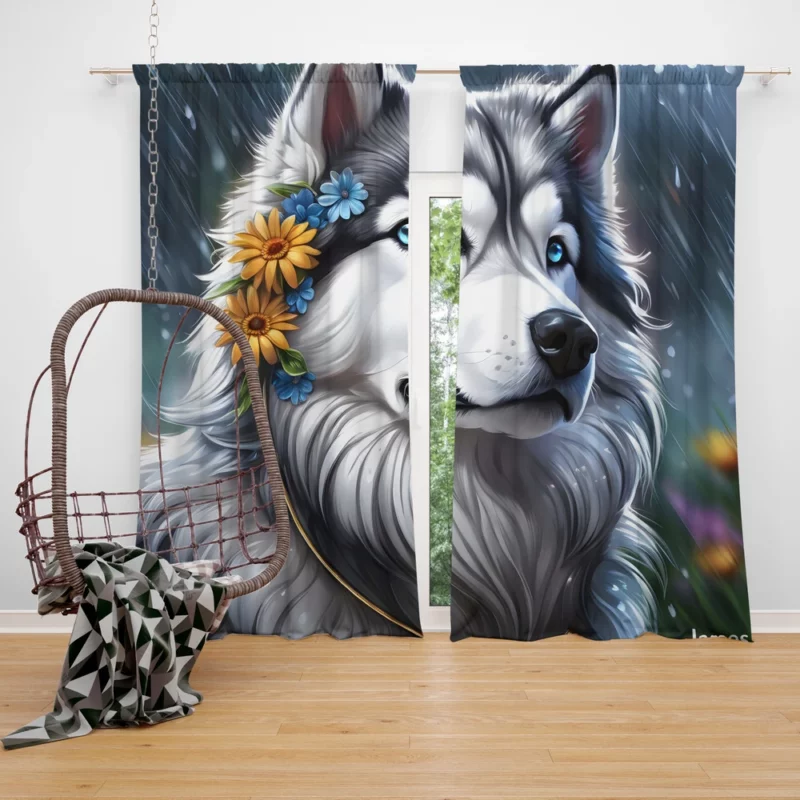 Majestic Alaskan Malamute Dog Royalty Curtain