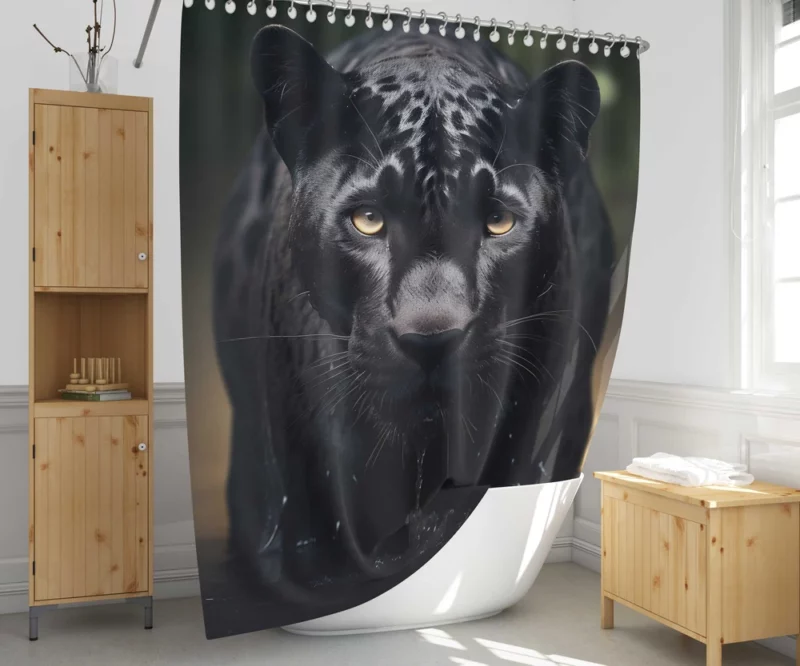 Majestic Black Panther Portrait Shower Curtain 1