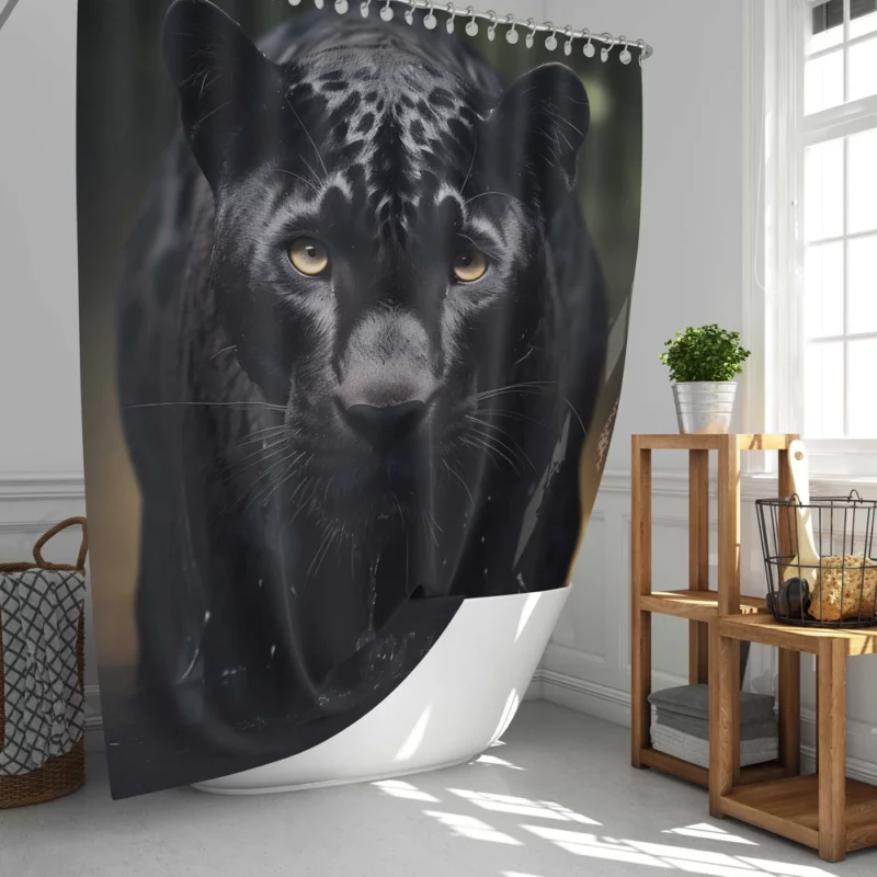 Majestic Black Panther Portrait Shower Curtain