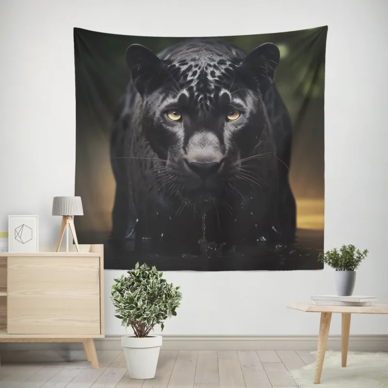 Majestic Black Panther Portrait Wall Tapestry