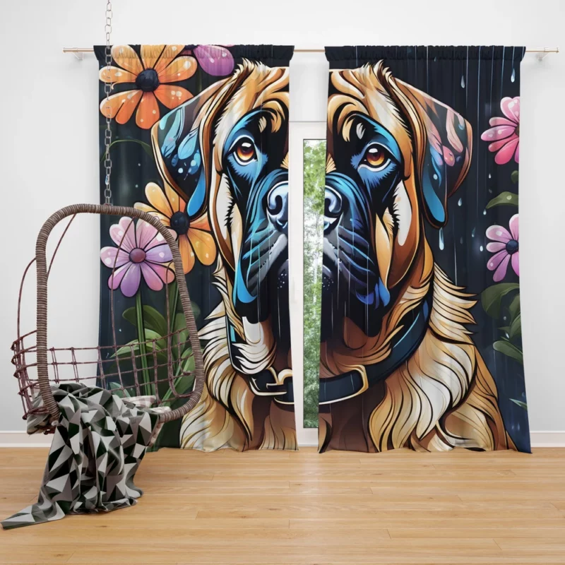 Majestic Bullmastiff Portrait Noble Dog Curtain