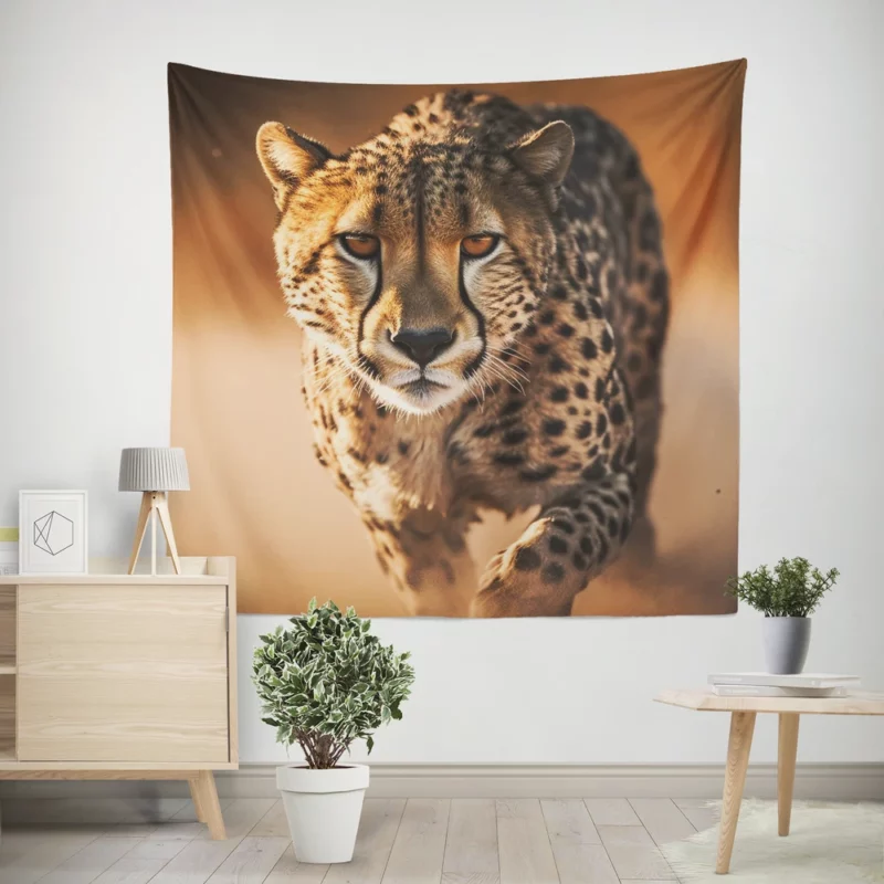 Majestic Cheetah at Sunset Wall Tapestry