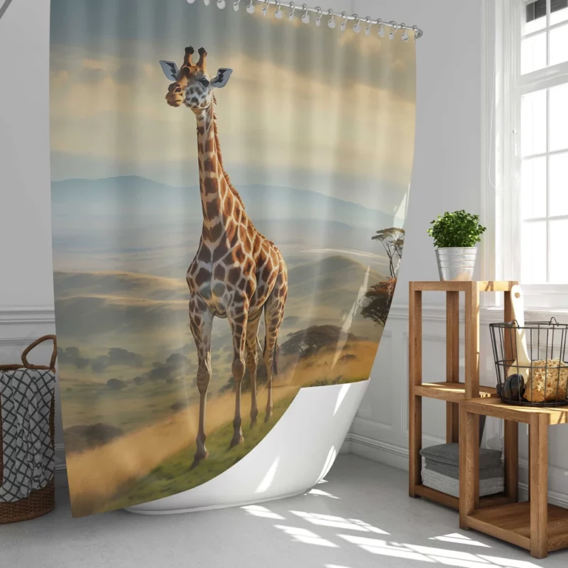 Majestic Hilltop Giraffe Shower Curtain