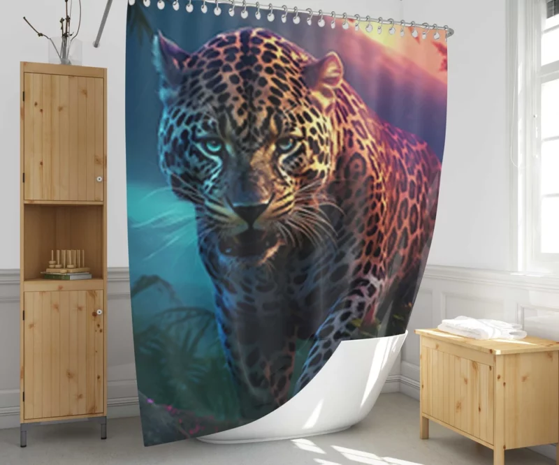 Majestic Jaguar Wallpaper Shower Curtain 1