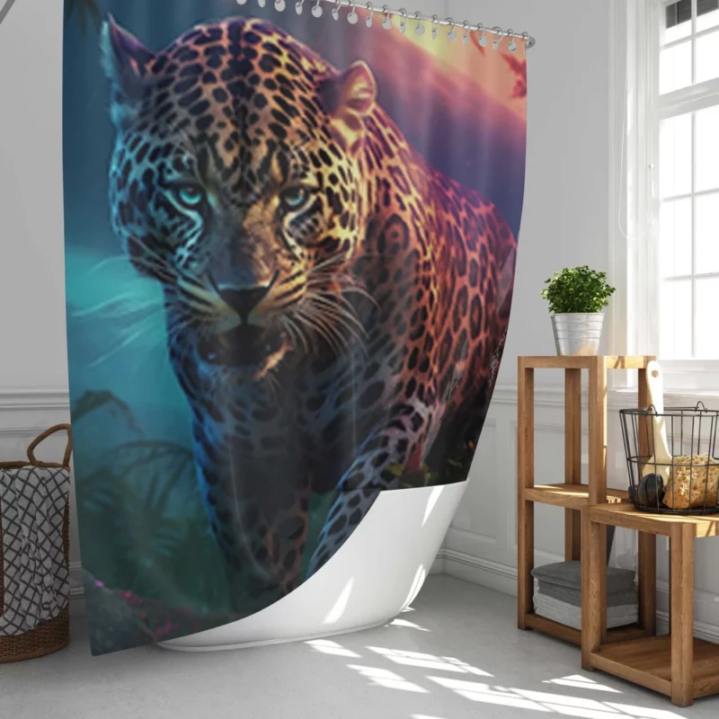 Majestic Jaguar Wallpaper Shower Curtain