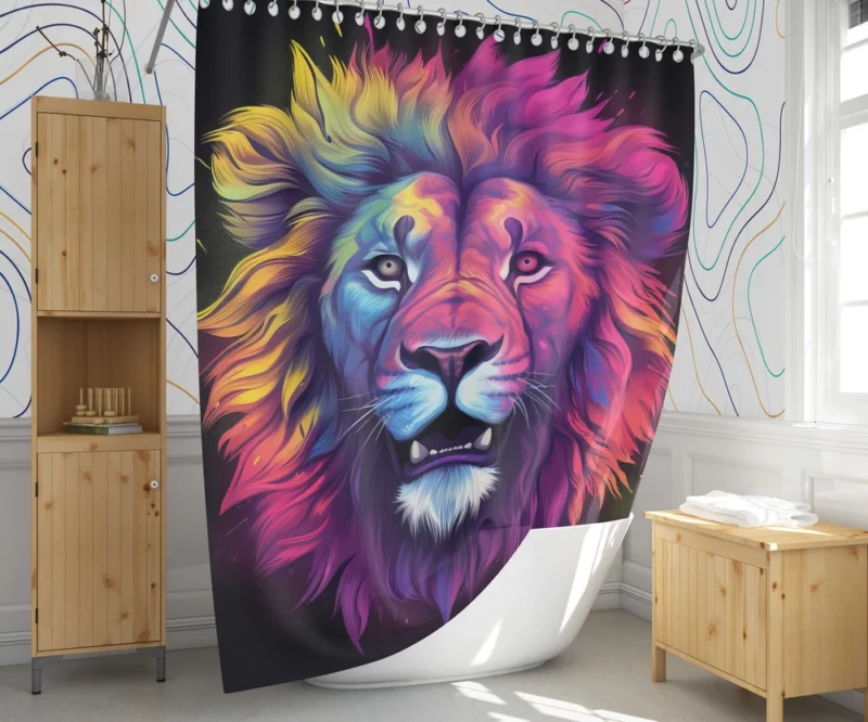 Majestic Lion Painting Shower Curtain 1