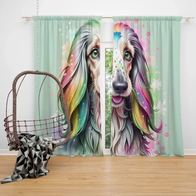 Majestic Mane Afghan Hound Dog Curtain