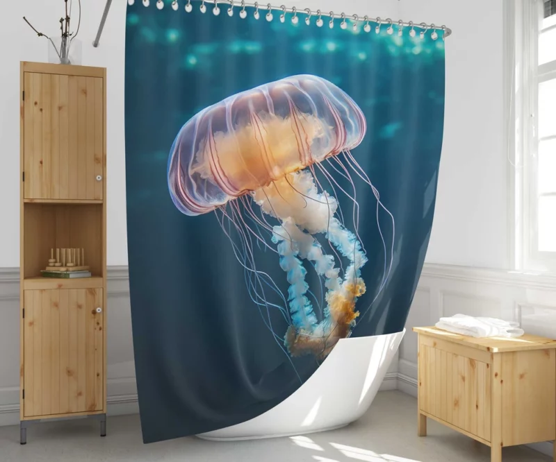 Majestic Ocean Jellyfish Octopus Shower Curtain 1