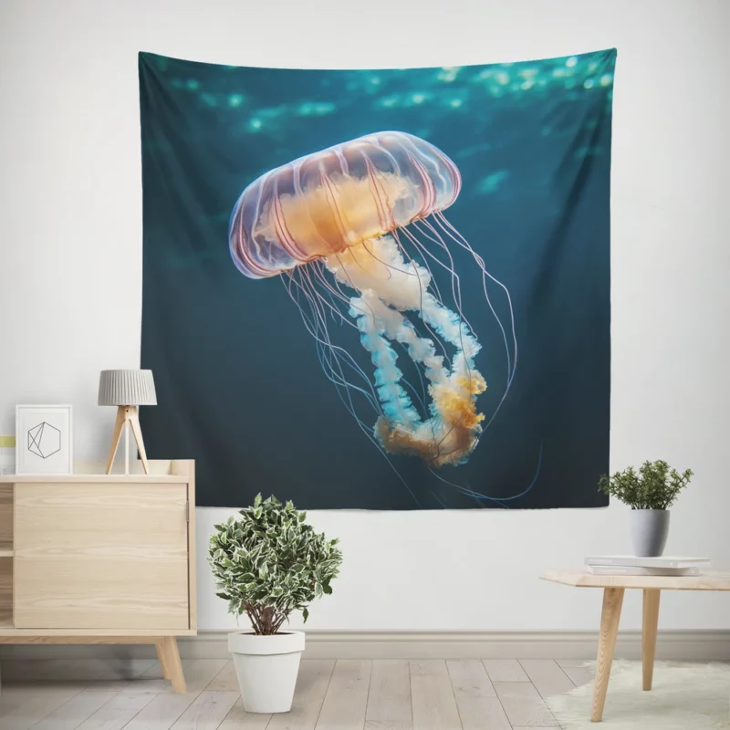 Majestic Ocean Jellyfish Octopus Wall Tapestry