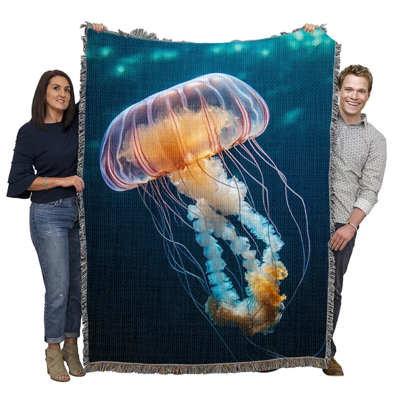 Majestic Ocean Jellyfish Octopus Woven Blanket