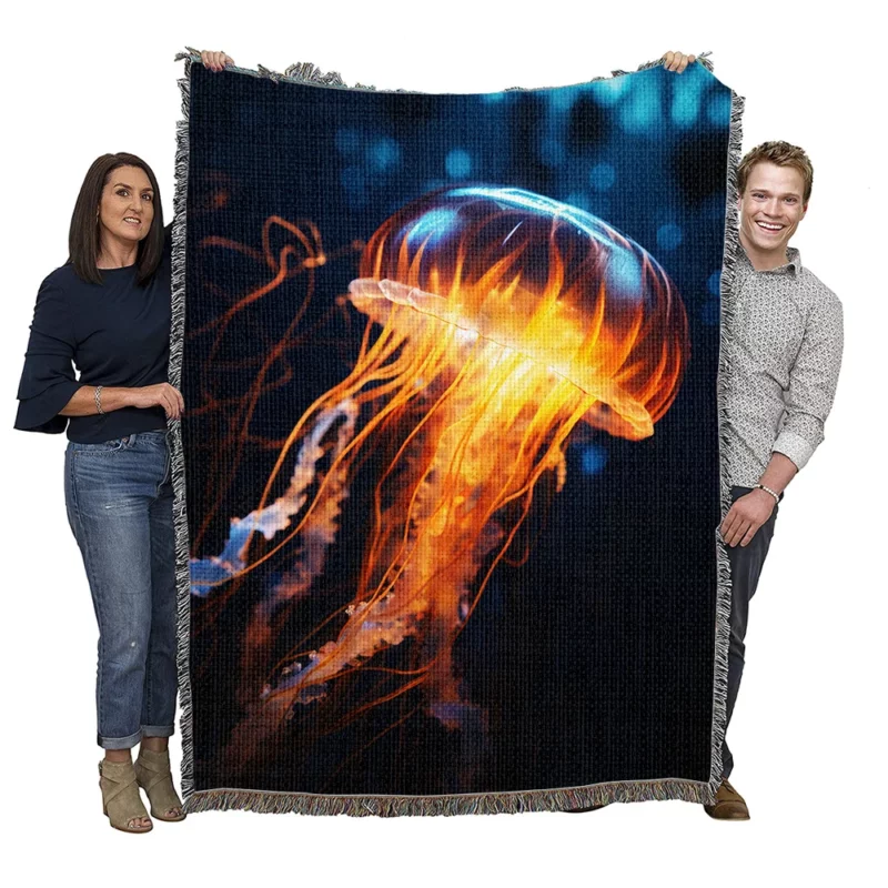 Majestic Ocean Jellyfish SEA Woven Blanket