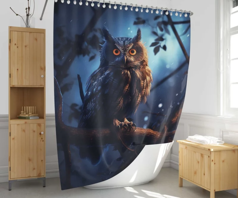 Majestic Owl at Night Shower Curtain 1