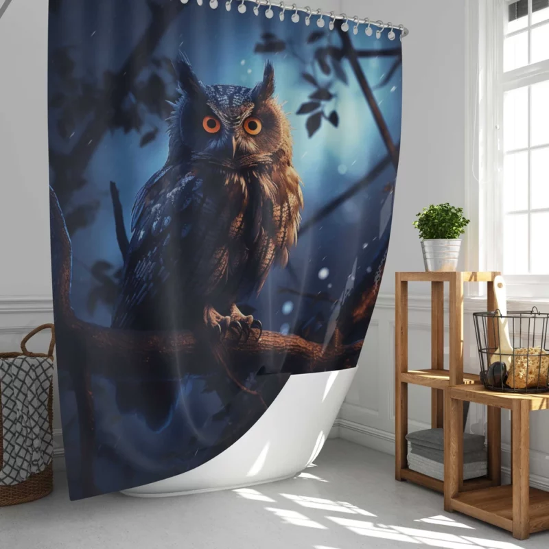 Majestic Owl at Night Shower Curtain