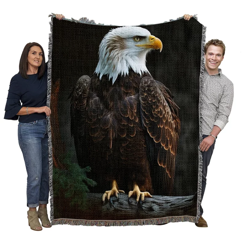 Majestic Soaring Eagle Art Woven Blanket