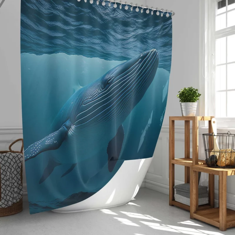 Majestic Whale Swimming Ocean Shower Curtain