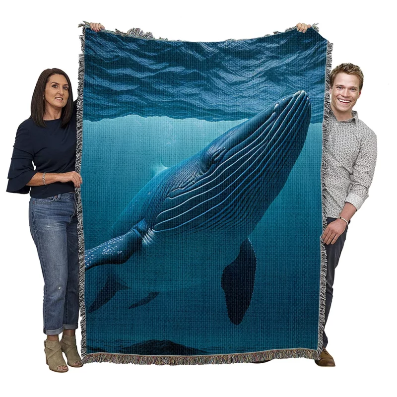 Majestic Whale Swimming Ocean Woven Blanket