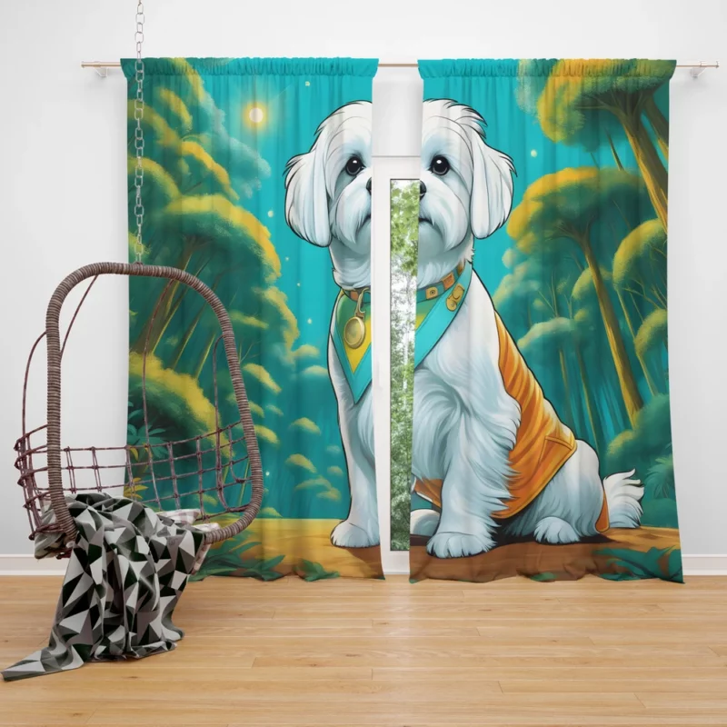 Maltese Dog Delight Teen Joyful Surprise Curtain