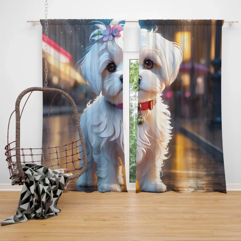 Maltese Pup Teen Birthday Surprise Curtain