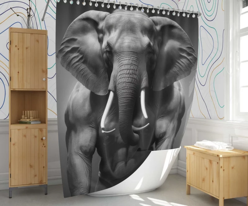 Man Carrying an Elephant Shower Curtain 1