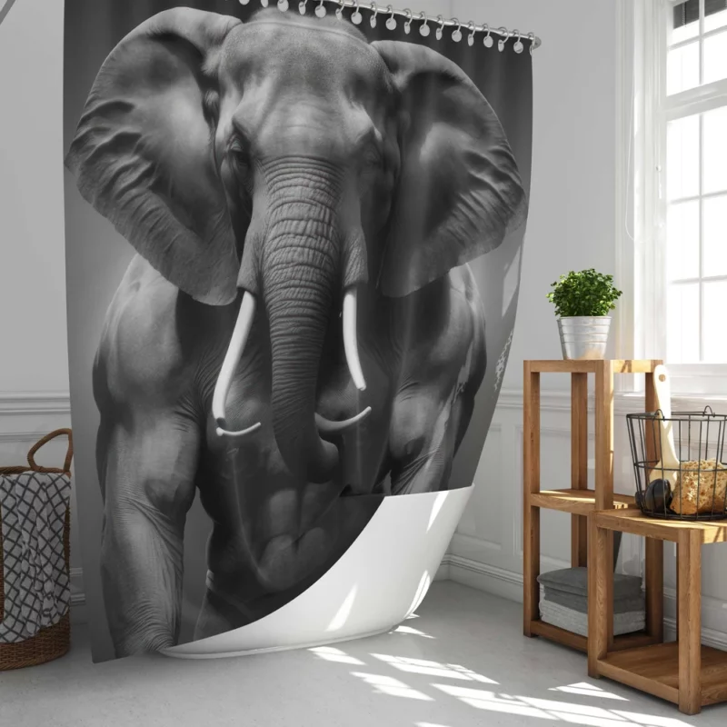 Man Carrying an Elephant Shower Curtain