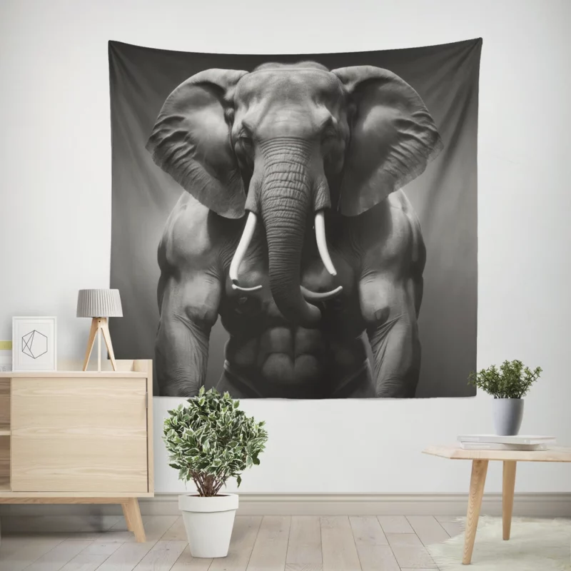 Man Carrying an Elephant Wall Tapestry
