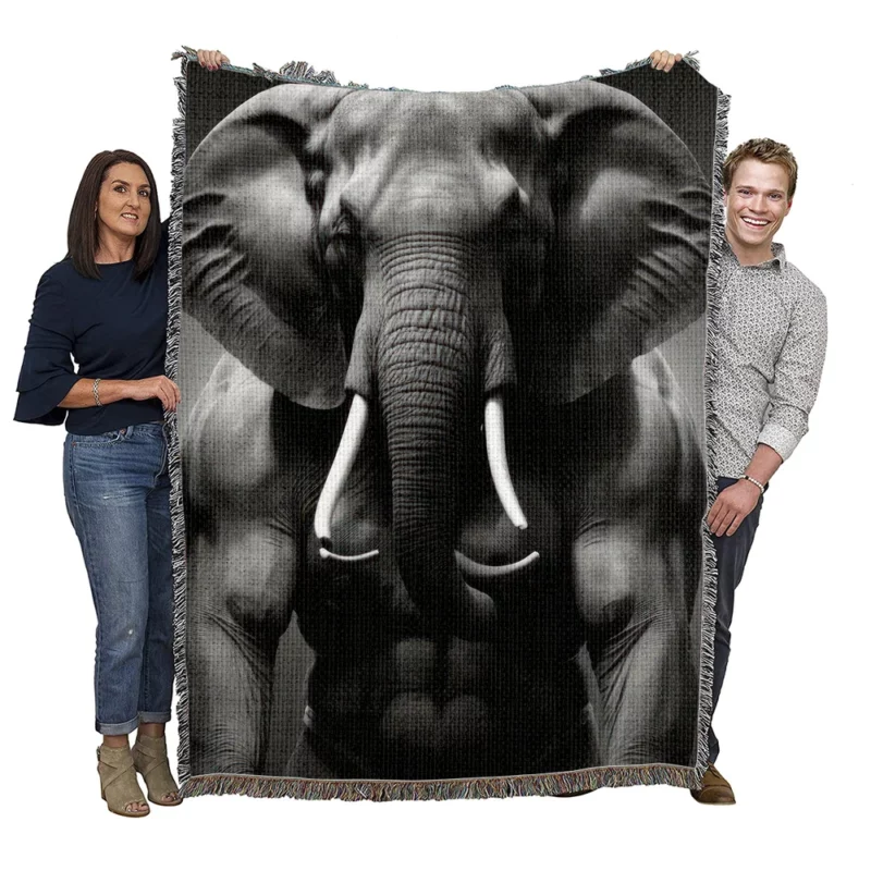 Man Carrying an Elephant Woven Blanket