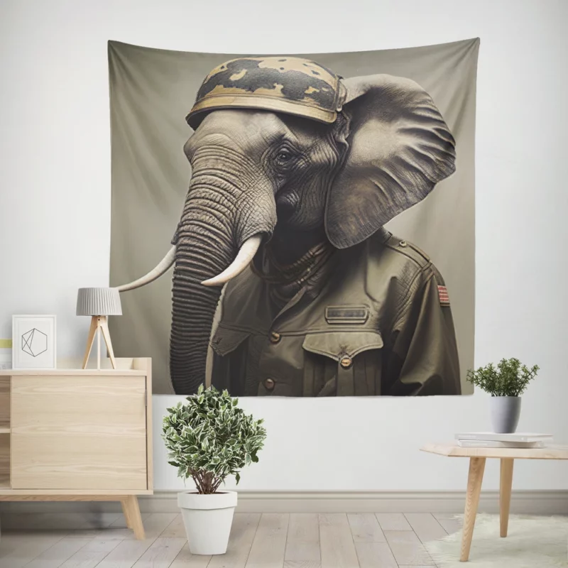 Man Wearing an Elephant Mask Wall Tapestry