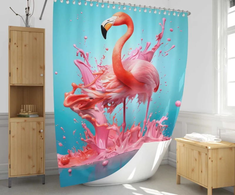 Melting Flamingo Artwork Shower Curtain 1