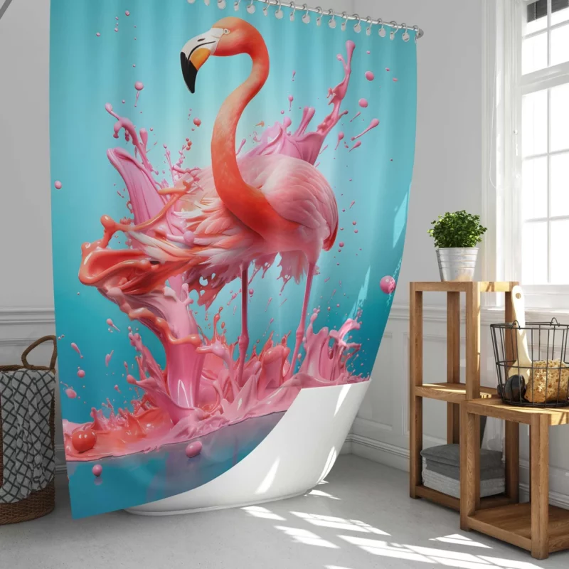 Melting Flamingo Artwork Shower Curtain