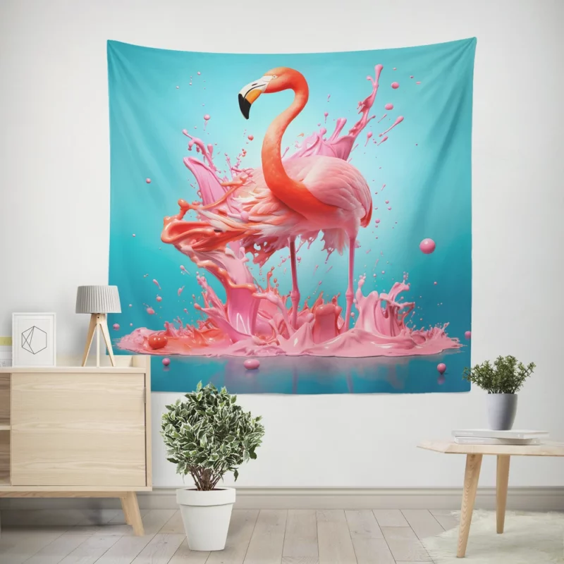 Melting Flamingo Artwork Wall Tapestry