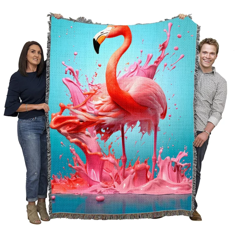 Melting Flamingo Artwork Woven Blanket