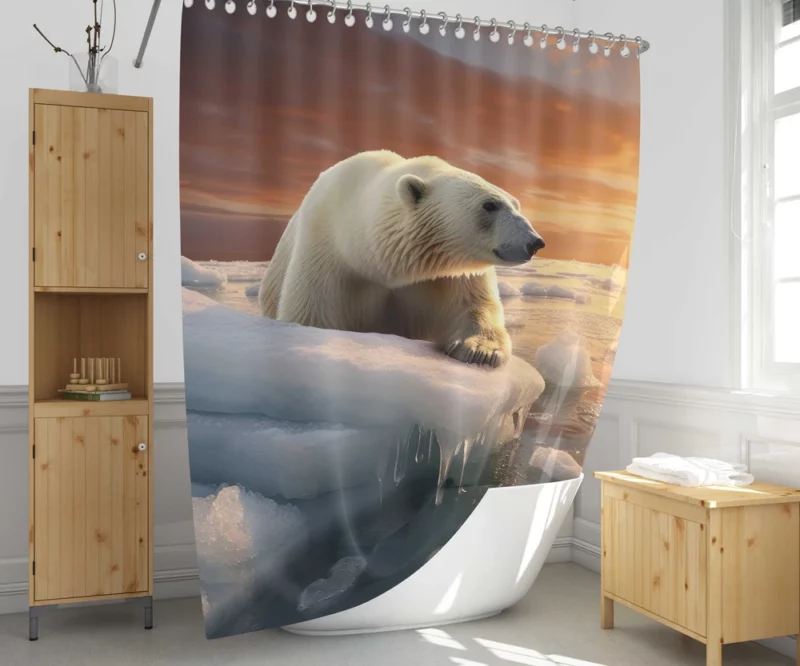 Melting Ice Threatens Polar Bears Shower Curtain 1