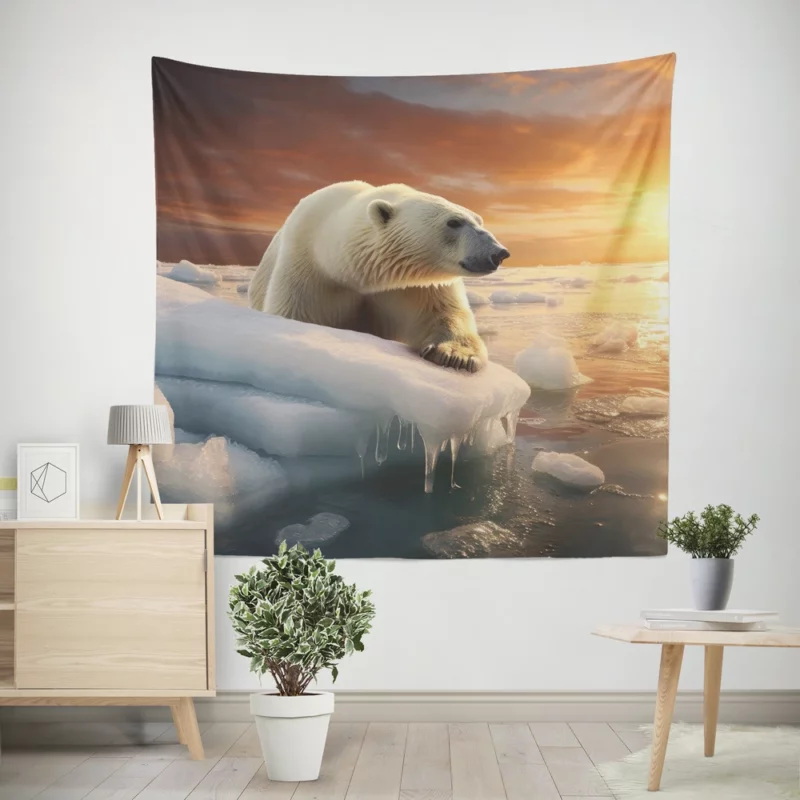 Melting Ice Threatens Polar Bears Wall Tapestry