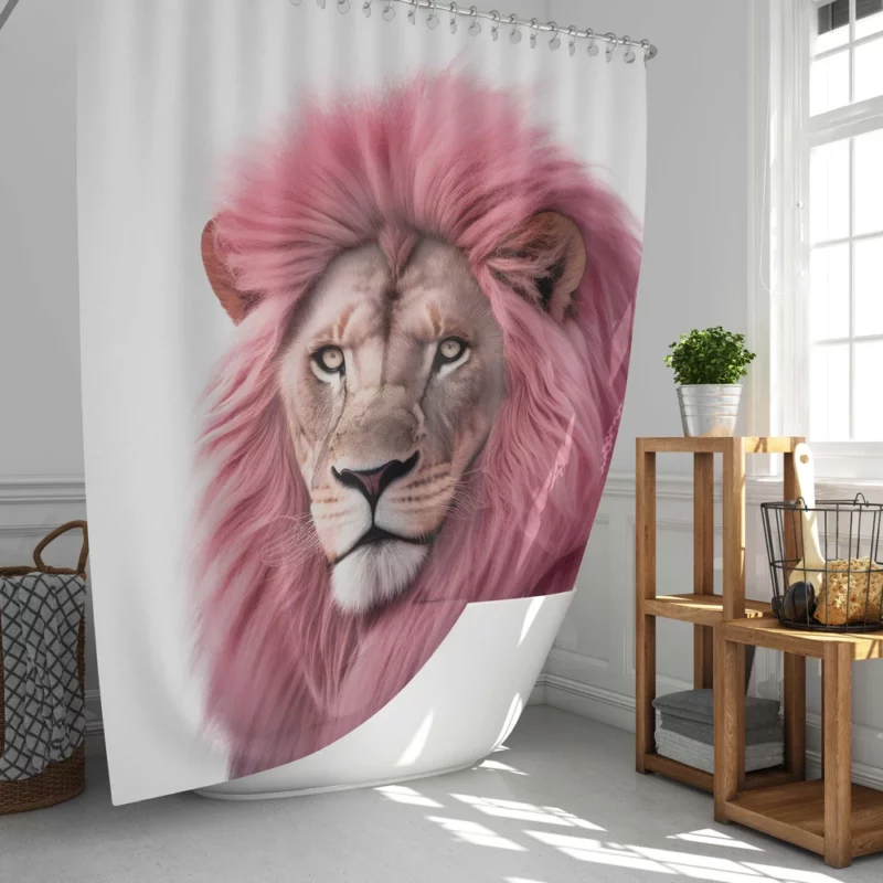 Minimalist Pink Lion Art Shower Curtain